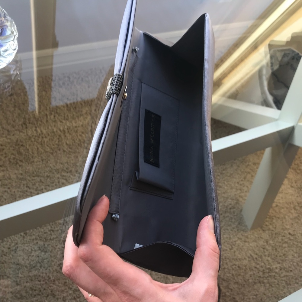 Jessica McClintock Grey Satin Party Clutch 🥂 - Picture 2 of 3